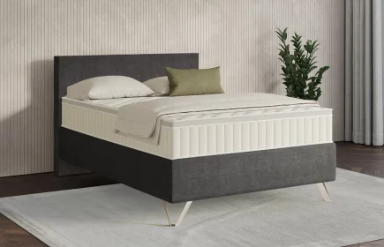 Mozart Boxspringbett Serie 7 Bach 120x200 Feiner Stoff Anthrazit H3 Königliche Matratze