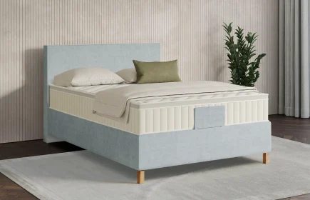 Mozart Boxspringbett Serie 7 Bach 120x200 Feiner Stoff Frosted Azure H3 Königliche Matratze