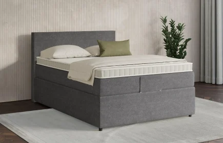 Mozart Boxspringbett Serie 7 Bach 120x200 mit Bettkasten Grober Stoff Rock Grey H3