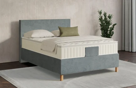Mozart Boxspringbett Serie 7 Bach 120x200 Samt Dusty Blues H4 Königliche Matratze