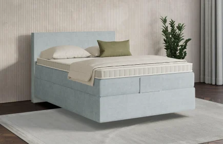 Mozart Boxspringbett Serie 7 Bach 140x200 Feiner Stoff Frosted Azure H3 schwebend