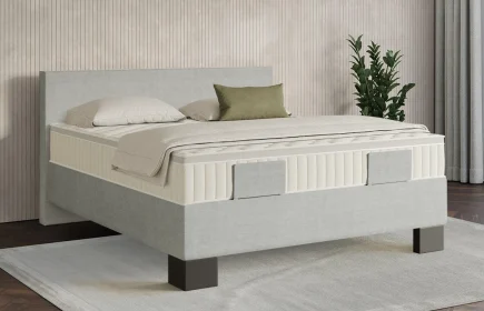 Mozart Boxspringbett Serie 7 Bach 160x200 Feiner Stoff Lunar Mist H2/H2 Königliche Matratze