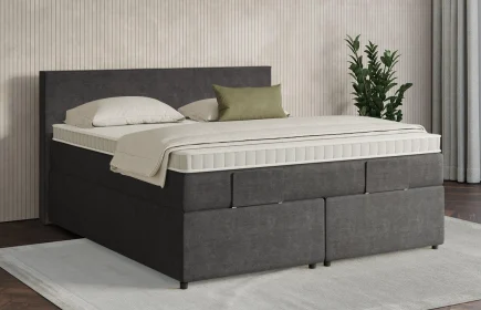 Mozart Boxspringbett Serie 7 Bach 160x200 mit Bettkasten Feiner Stoff Carbon Grey H2/H3