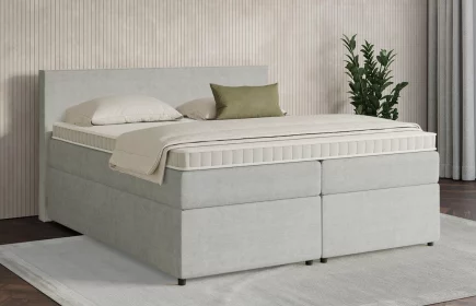 Mozart Boxspringbett Serie 7 Bach 160x200 mit Bettkasten Feiner Stoff Silbergrau H2/H3