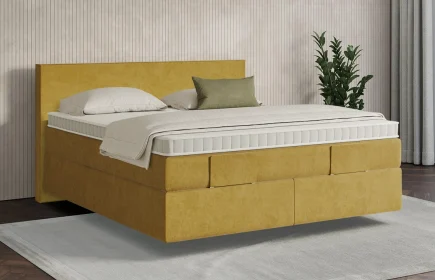 Mozart Boxspringbett Serie 7 Bach 160x210 Samt Mustard H3/H3 schwebend