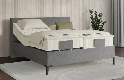 Mozart Boxspringbett Serie 7 Bach 180x200 elektrisch Grober Stoff Charcoal frost H3/H2 Königliche Matratze