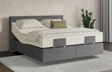 Mozart Boxspringbett Serie 7 Bach 180x200 elektrisch Grober Stoff Rock Grey H3/H4 schwebend Königliche Matratze