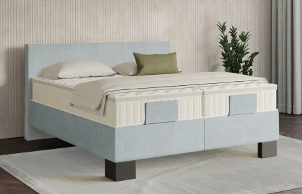 Mozart Boxspringbett Serie 7 Bach 180x200 Feiner Stoff Frosted Azure H3/H4 Königliche Matratze
