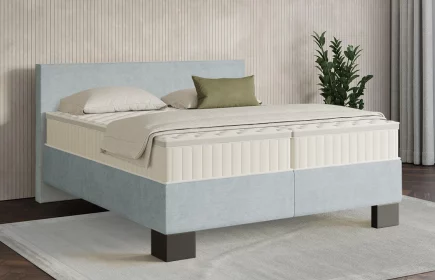 Mozart Boxspringbett Serie 7 Bach 180x200 Feiner Stoff Pastellblau H3/H4 Königliche Matratze