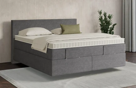 Mozart Boxspringbett Serie 7 Bach 180x200 Grober Stoff Rock Grey H3/H2 schwebend