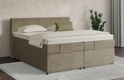 Mozart Boxspringbett Serie 7 Bach 180x200 mit Bettkasten Feiner Stoff Dusty Taupe H4/H3