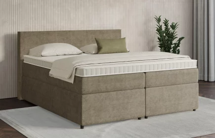 Mozart Boxspringbett Serie 7 Bach 180x200 mit Bettkasten Feiner Stoff Taupe H2/H3