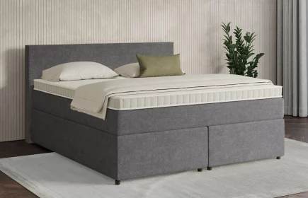 Mozart Boxspringbett Serie 7 Bach 180x200 mit Bettkasten Grober Stoff Anthrazit H2/H3