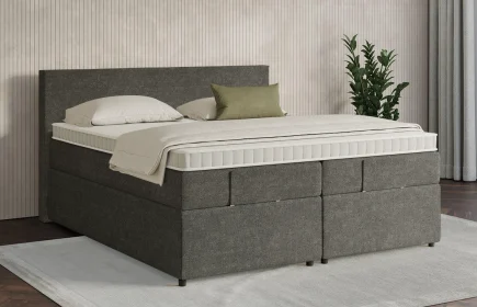 Mozart Boxspringbett Serie 7 Bach 180x200 mit Bettkasten Grober Stoff Muddy Brown H3/H3