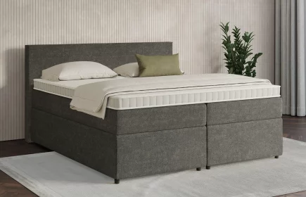 Mozart Boxspringbett Serie 7 Bach 180x200 mit Bettkasten Grober Stoff Schlamm H3/H3