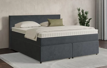 Mozart Boxspringbett Serie 7 Bach 180x200 mit Bettkasten Samt Anthrazit H3/H4