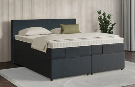 Mozart Boxspringbett Serie 7 Bach 180x200 mit Bettkasten Samt Night Blue H4/H3