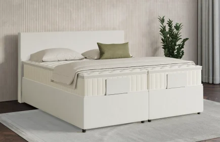 Mozart Boxspringbett Serie 7 Bach 180x200 mit Bettkasten Samt Vanilla Nice H3/H2 Königliche Matratze