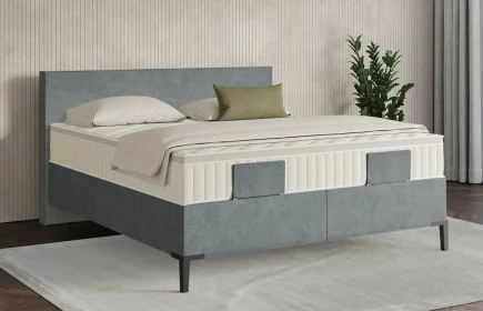 Mozart Boxspringbett Serie 7 Bach 180x200 Samt Dusty Blues H3/H2 Königliche Matratze