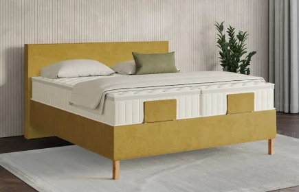 Mozart Boxspringbett Serie 7 Bach 180x200 Samt Mustard H3/H3 Königliche Matratze