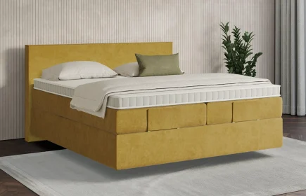 Mozart Boxspringbett Serie 7 Bach 180x200 Samt Mustard H3/H4 schwebend