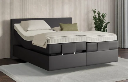Mozart Boxspringbett Serie 7 Bach 180x220 elektrisch Kunstleder All  Black H3/H2 schwebend