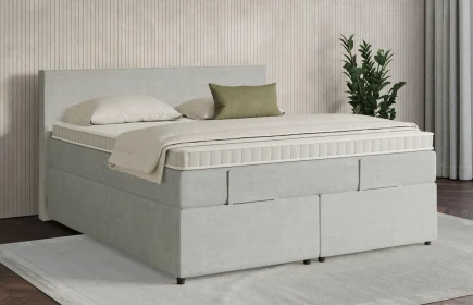 Mozart Boxspringbett Serie 7 Bach 180x220 mit Bettkasten Feiner Stoff Lunar Mist H3/H2