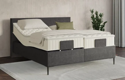 Mozart Boxspringbett Serie 7 Bach 200x200 elektrisch Feiner Stoff Carbon Grey H4 Königliche Matratze