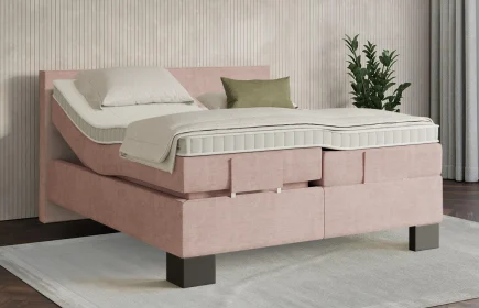 Mozart Boxspringbett Serie 7 Bach 200x200 elektrisch Feiner Stoff Rose Glow H2