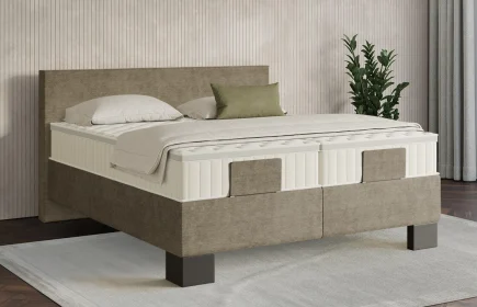 Mozart Boxspringbett Serie 7 Bach 200x200 Feiner Stoff Dusty Taupe H3 Königliche Matratze