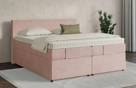 Mozart Boxspringbett Serie 7 Bach 200x200 mit Bettkasten Feiner Stoff Rose Glow H3