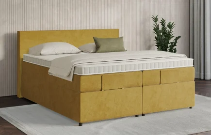 Mozart Boxspringbett Serie 7 Bach 200x200 mit Bettkasten Samt Mustard H3