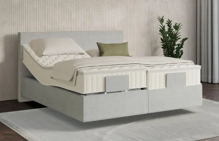 Mozart Boxspringbett Serie 7 Bach 240x200 elektrisch Feiner Stoff Lunar Mist H3/H3 schwebend Königliche Matratze