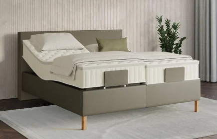 Mozart Boxspringbett Serie 7 Bach 240x200 elektrisch Kunstleder Olive Dream H2/H2 Königliche Matratze