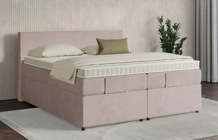 Mozart Boxspringbett Serie 7 Bach 240x200 mit Bettkasten Samt Blossom Pink H2/H3