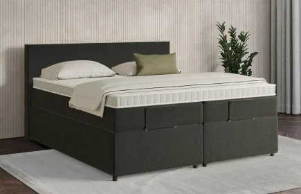 Mozart Boxspringbett Serie 7 Bach 240x200 mit Bettkasten Samt Raven Silk H3/H3