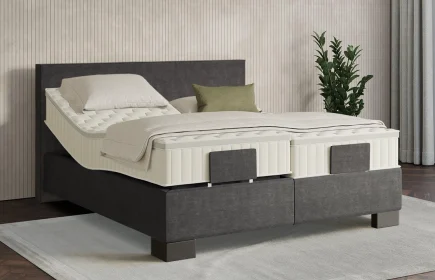 Mozart Boxspringbett Serie 7 Bach 240x220 elektrisch Feiner Stoff Carbon Grey H3/H3 Königliche Matratze