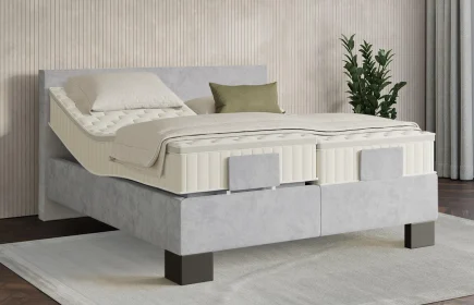 Mozart Boxspringbett Serie 7 Bach 240x220 elektrisch Samt Fog Grey H2/H3 Königliche Matratze