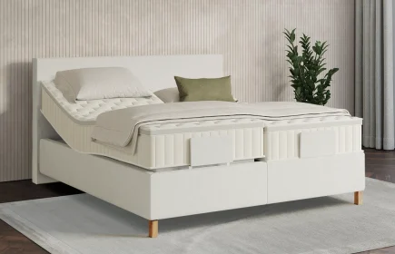 Mozart Boxspringbett Serie 7 Bach 240x220 elektrisch Samt Vanilla Nice H2/H3 Königliche Matratze
