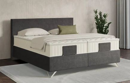 Mozart Boxspringbett Serie 7 Bach 280x200 Feiner Stoff Carbon Grey H3/H3 Königliche Matratze