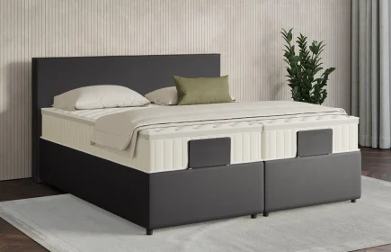 Mozart Boxspringbett Serie 7 Bach 280x200 mit Bettkasten Kunstleder All  Black H3/H2 Königliche Matratze