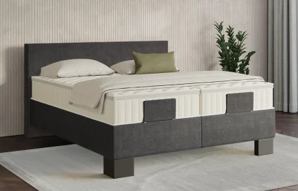 Mozart Boxspringbett Serie 7 Bach 280x210 Feiner Stoff Carbon Grey H2/H3 Königliche Matratze