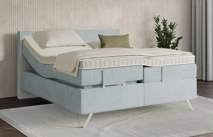 Mozart Boxspringbett Serie 7 Bach 280x220 elektrisch Feiner Stoff Frosted Azure H3/H3