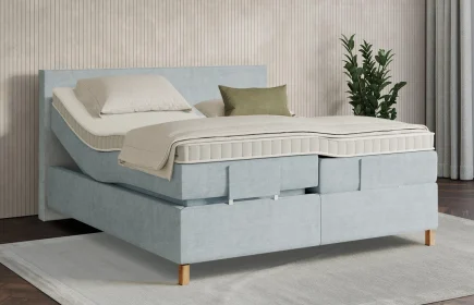 Mozart Boxspringbett Serie 7 Bach 280x220 elektrisch Feiner Stoff Frosted Azure H3/H3