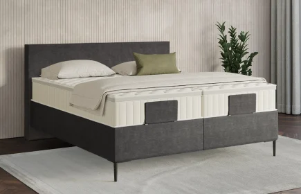 Mozart Boxspringbett Serie 7 Bach 280x220 Feiner Stoff Carbon Grey H3/H3 Königliche Matratze