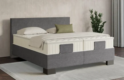 Mozart Boxspringbett Serie 7 Bach 280x220 Grober Stoff Rock Grey H2/H3 Königliche Matratze