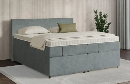Mozart Boxspringbett Serie 7 Bach 280x220 mit Bettkasten Samt Dusty Blues H3/H3