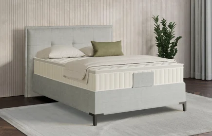 Mozart Boxspringbett Serie 7 Beethoven 140x200 Feiner Stoff Lunar Mist H2 Königliche Matratze