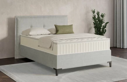 Mozart Boxspringbett Serie 7 Beethoven 140x200 Feiner Stoff Silbergrau H2 Königliche Matratze