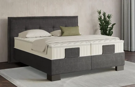 Mozart Boxspringbett Serie 7 Beethoven 160x200 Feiner Stoff Carbon Grey H4/H3 Königliche Matratze